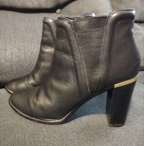Ted Baker Black Leather Block Heel Ankle Boots Booties